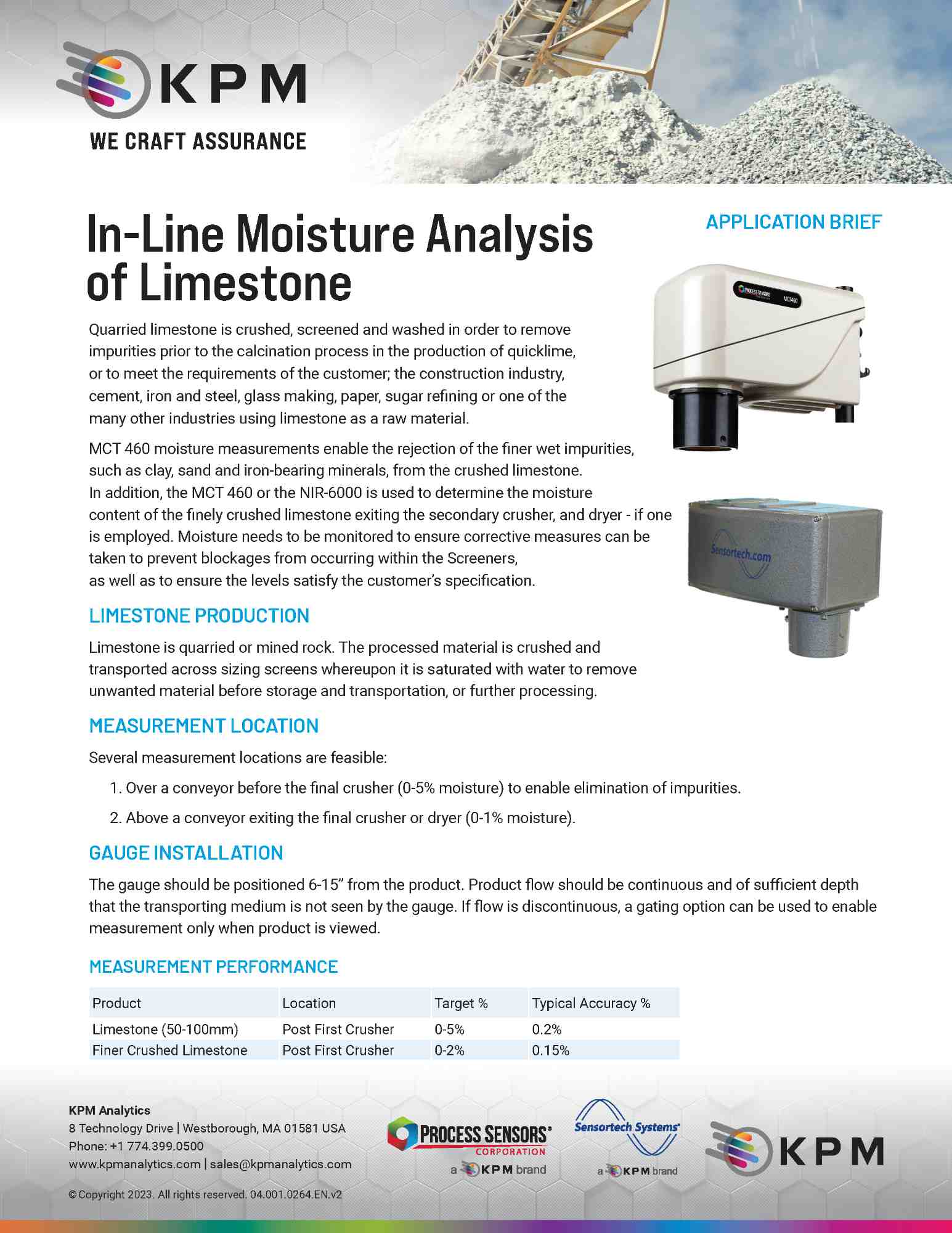 InLine Moisture Analysis of Limestone Application Note